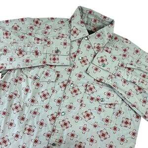MBX Pearl Snap Western Men's Shirt Size Small Floral AOP Green red